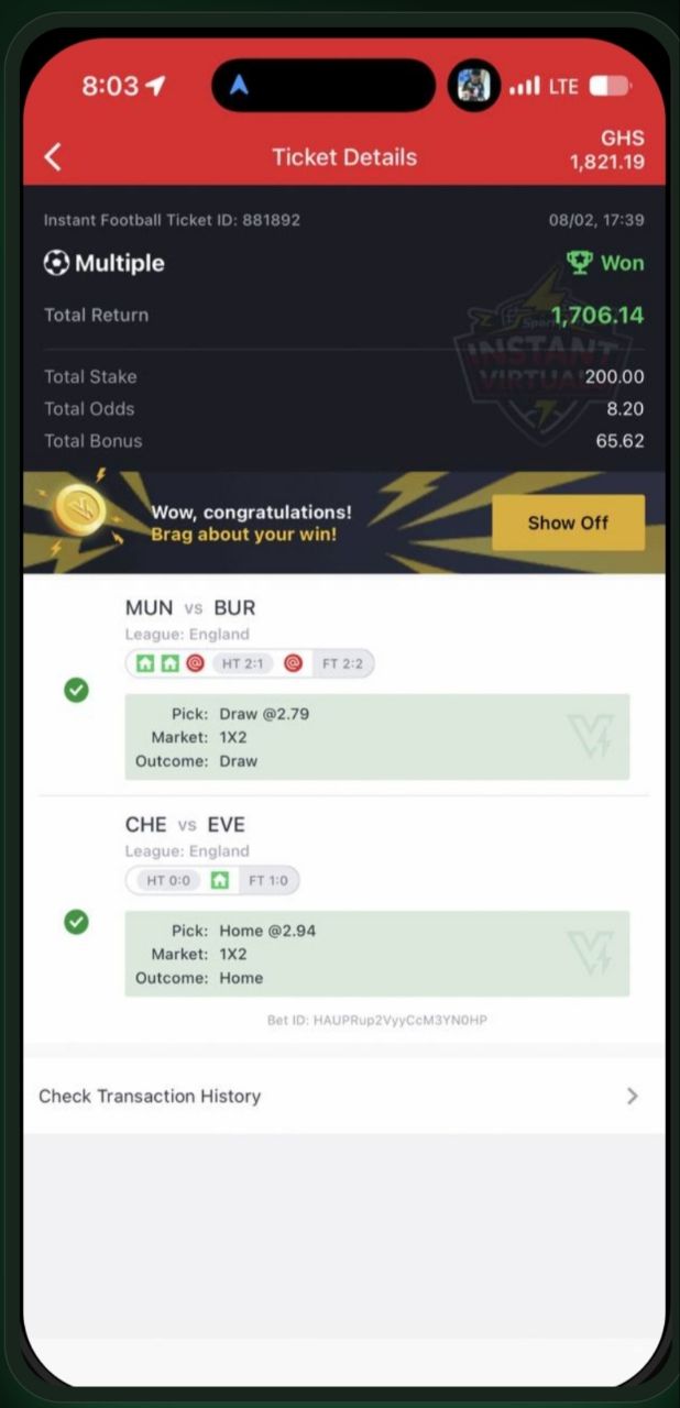 Verified winning ticket screenshot